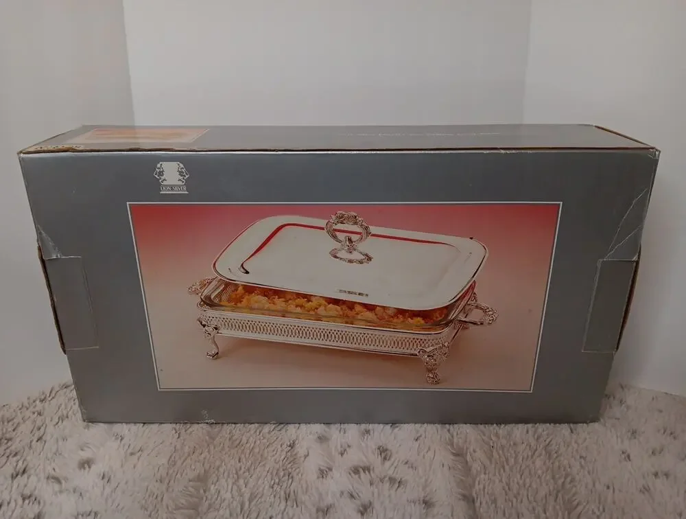 2 Qt Silver Plated Oblong Food Baker with Cover - Never Used